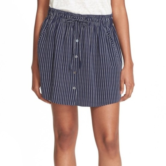 Joie Wendolyn Striped Silk Drawstring-Waist Skirt - Picture 1 of 3